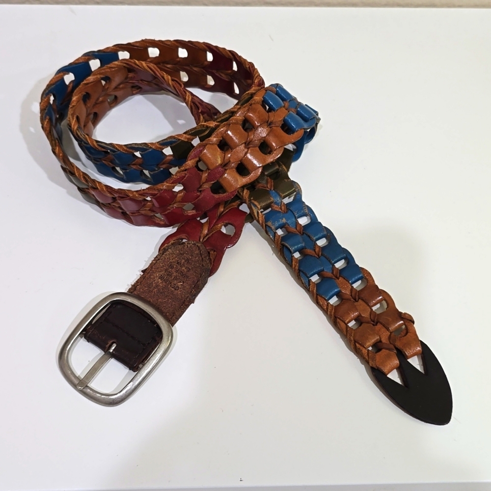 🍂 WOMEN'S VINTAGE MULTICOLOR WOVEN LEATHER BELT